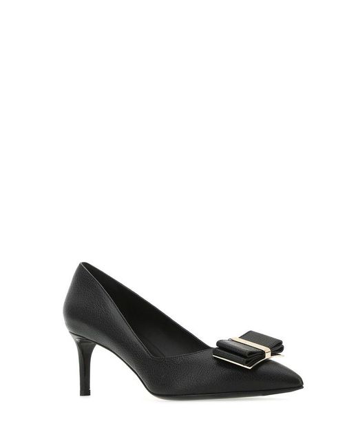 Ferragamo Black Double Bow Pumps