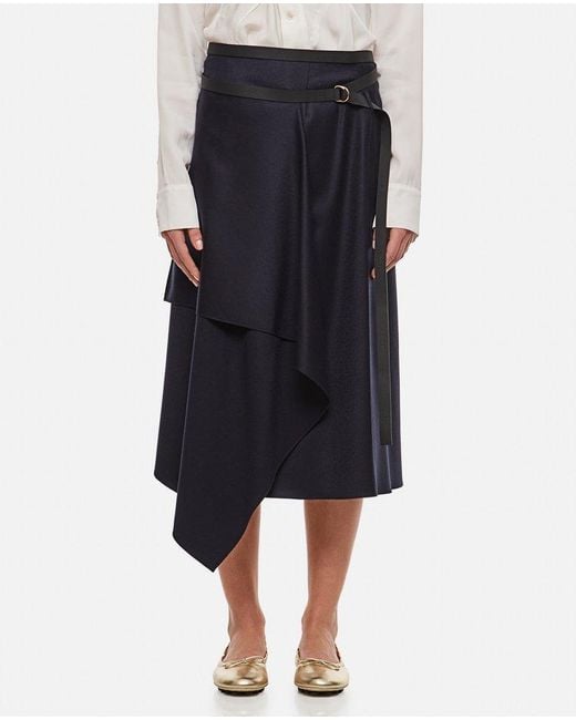 Fendi Blue Belted Asymmetric Skirt