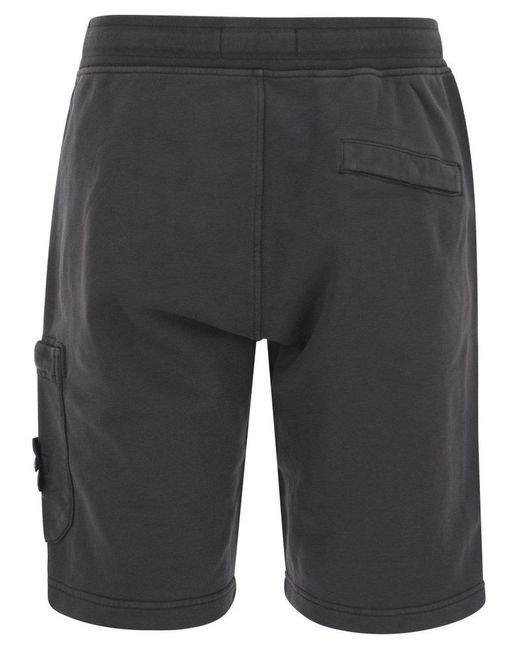Stone Island Gray Cargo Bermuda Shorts In Brushed Cotton Fleece for men