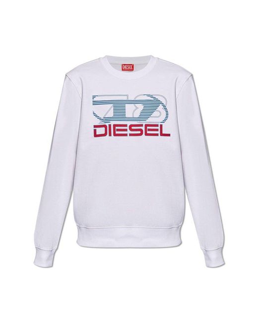 DIESEL White 's-ginn' Sweatshirt With Logo, for men