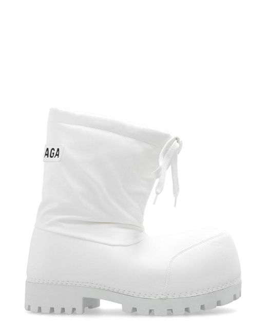 Balenciaga White Alasca Low Snow Boots