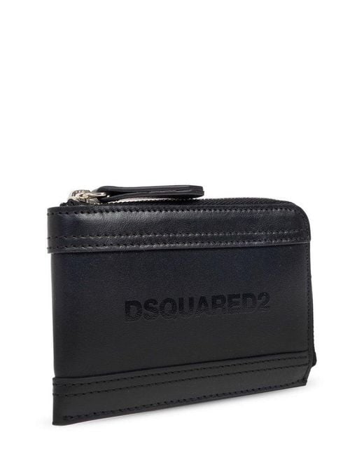 DSquared² Blue Bob Logo-Printed Zipped Wallet for men