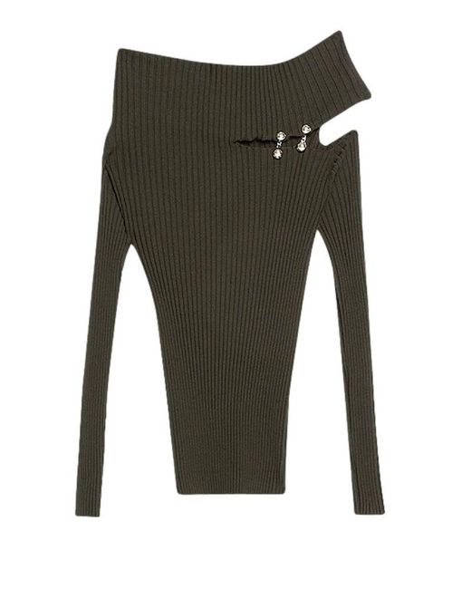 Liu Jo Green Cut-out Detailed Knitted Jumper