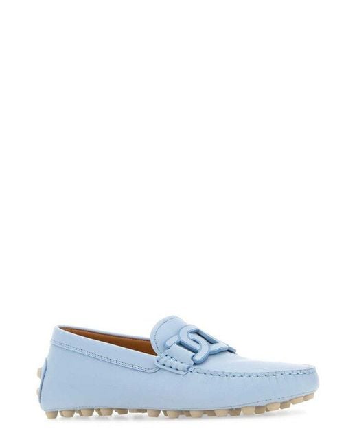 Tod's Blue Gommino Chain Motif Slip-on Loafers