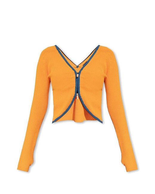 DIESEL Orange M-oira Ribbed-knit Cardigan