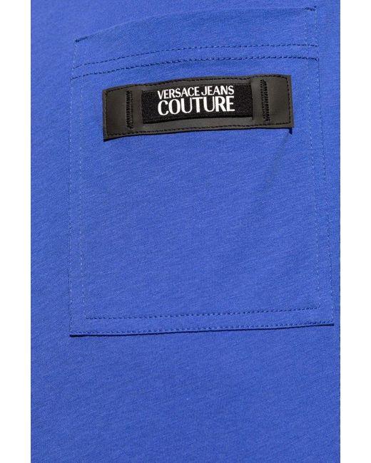 Versace Blue T-shirt With Pocket, for men
