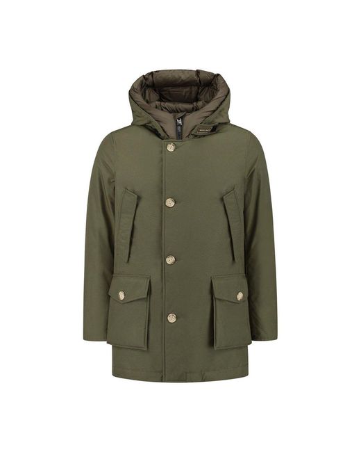 Woolrich Green Arctic Hooded Down Coat for men