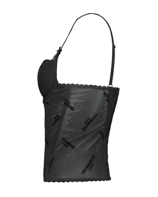 Vetements Black Bow Detailed Sleeveless Corset Top