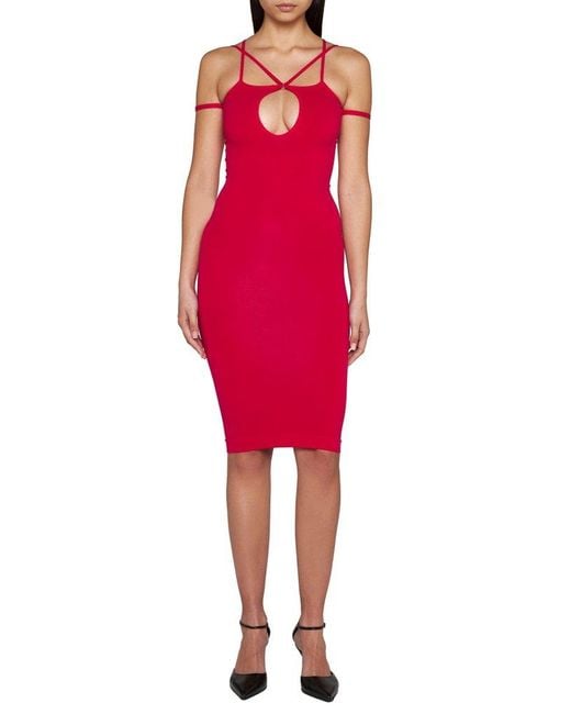 ANDREA ADAMO Cut Out Detailed Mini Dress in Red | Lyst
