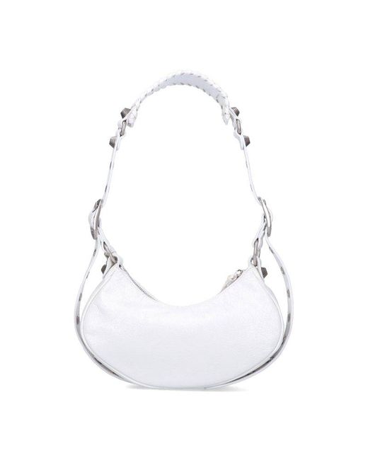 Balenciaga White Le Cagole Mini Leather Shoulder Bag