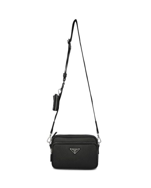 Prada Black Triangle-logo Zipped Shoulder Bag for men