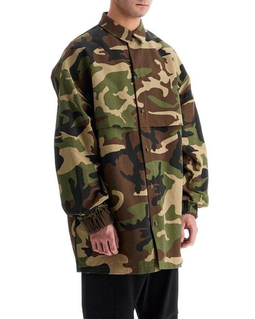 Fear Of God Green Nylon Camouflage Overshirt For for men