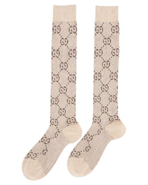Gucci Cotton GG Signature Socks in Brown Lyst