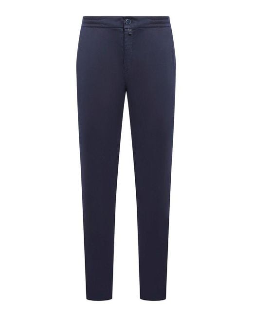 Kiton Blue Logo-patch Tapered-leg Tailored Trousers for men