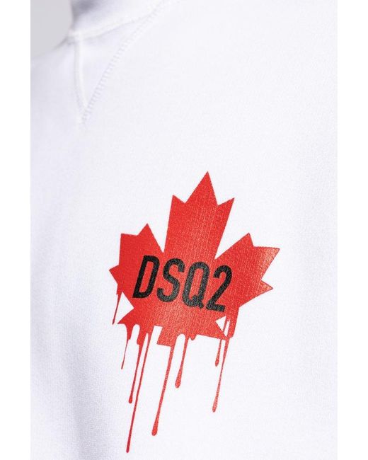 DSquared² White Logo Printed Crewneck Sweatshirt for men