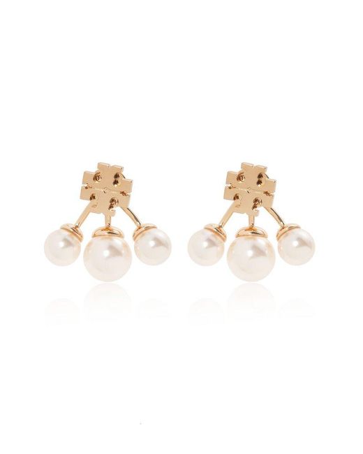 Tory Burch Metallic 'kira' Earrings With Glass Pearls,