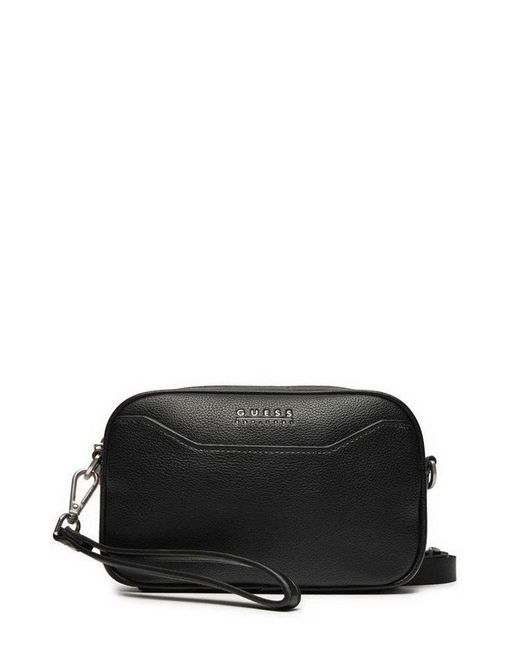 Guess Black Logo-Embossed Zipped Crossbody Bag for men