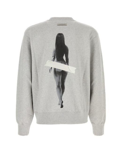 1989 STUDIO Gray Graphic Pullover Sweater for men