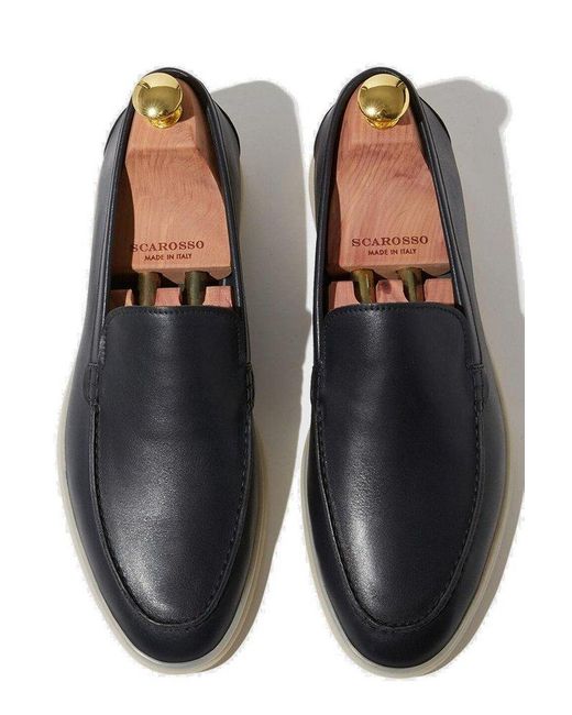 Scarosso Blue Ludovico Round-Toe Slip-On Loafers for men