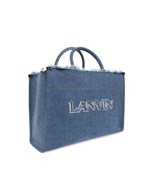 Lanvin Blue Frayed Edge Denim Tote Bag