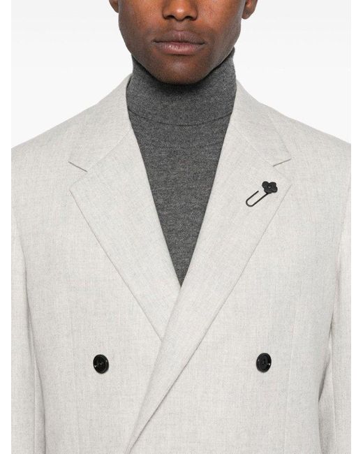 Lardini White Double-Breasted Suit for men