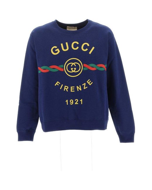 Gucci Blue Firenze 1921 Crewneck Sweatshirt for men