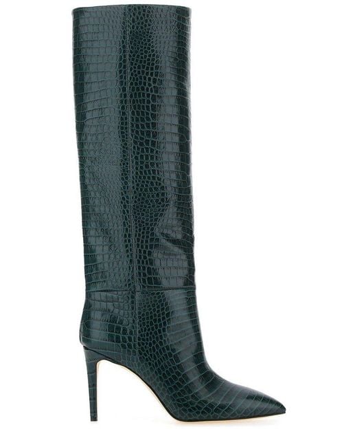 Paris Texas Pointed Toe Knee-length Boots in Green | Lyst