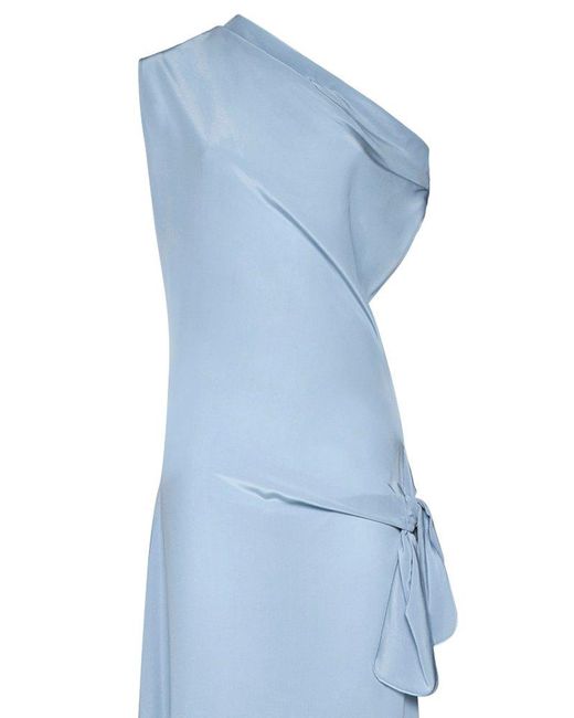 Alysi Blue One-shoulder Knot Detailed Dress