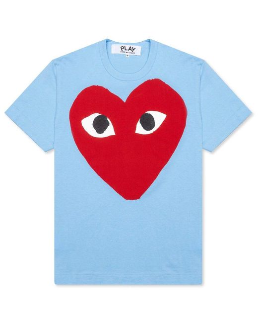 COMME DES GARÇONS PLAY Blue Logo Printed Crewneck T-Shirt