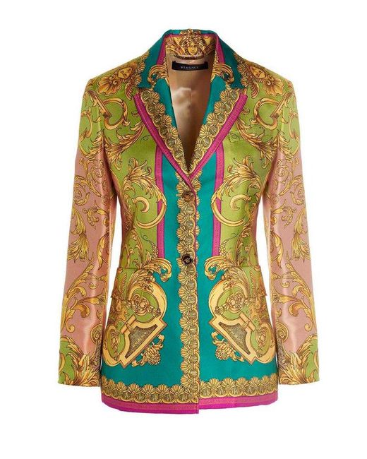 Versace Multicolor Barocco Goddess Blazer Jacket