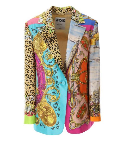 Moschino Multicolor Scarf Printed Twill Jacket