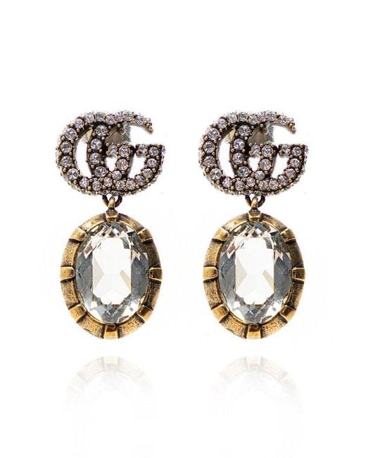Gucci Metallic Drop Earrings With Logo,
