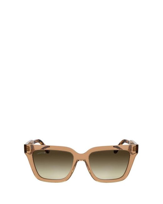 Lacoste Natural Monogram Rectangle Frame Sunglasses