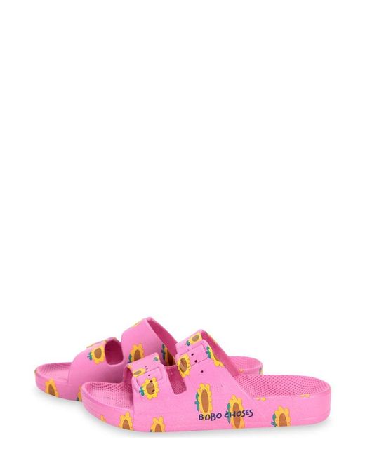 Bobo Choses Pink All-Over Sunflower Printed Sandlas
