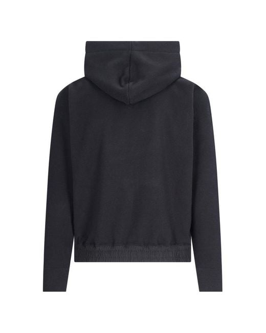Saint Laurent Blue Logo Embroidered Long-Sleeved Hoodie for men