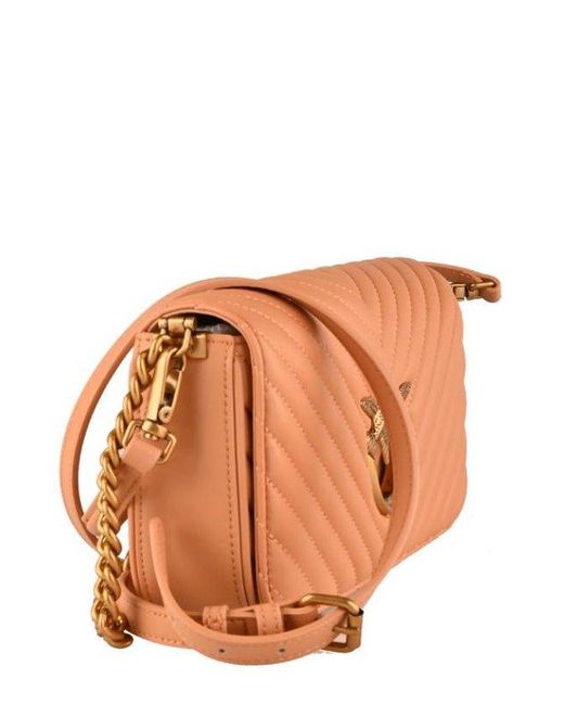 Pinko Orange Small Love Chevron Quilted Shoulder Bag
