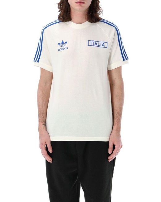 Adidas Originals White 3-stripes Crewneck T-shirt for men