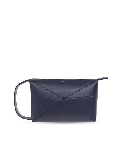 Loewe Blue Puzzle Fold Zip-Up Wash Bag for men