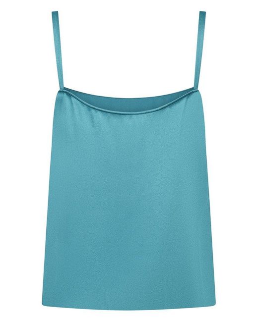 Alberta Ferretti Blue Satin Tank Top