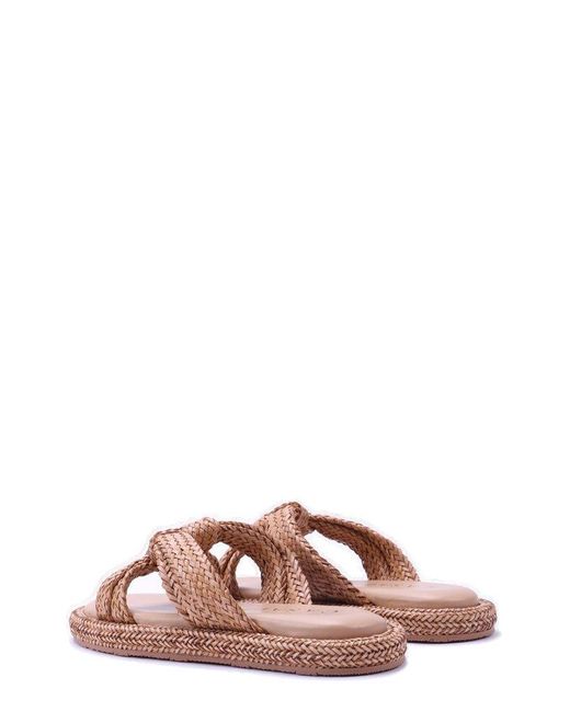 Casadei Brown Round-toe Slip-on Sandals