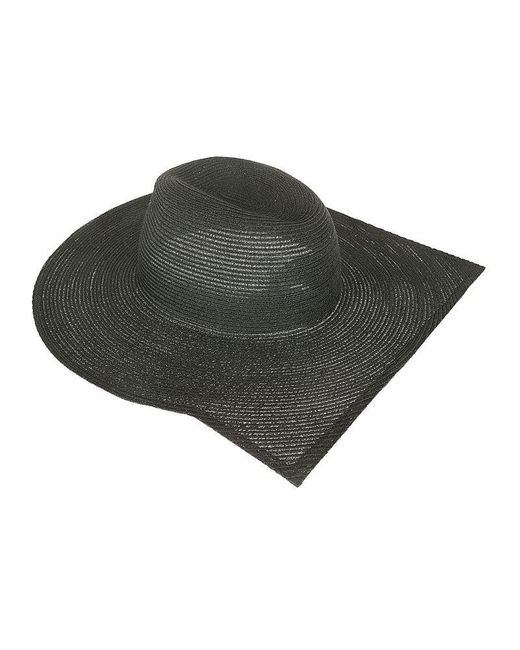 Yohji Yamamoto Black Stiff Brim Braided Hat