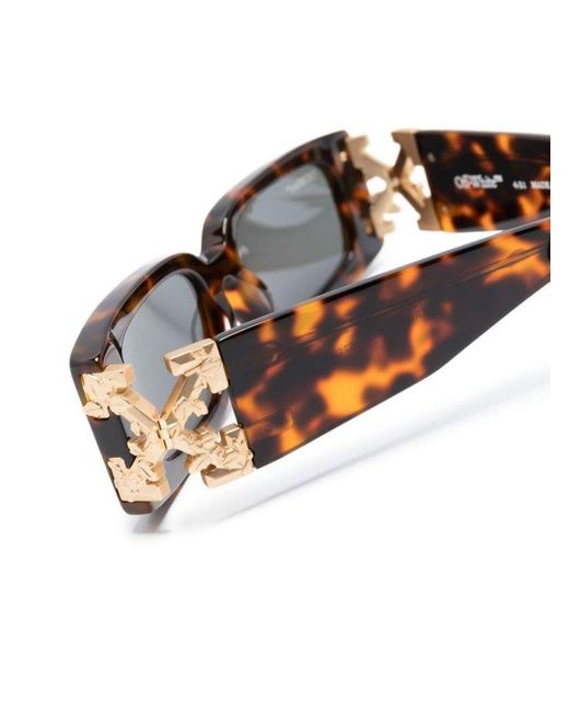 Off-White c/o Virgil Abloh Brown Rectangle Frame Sunglasses for men