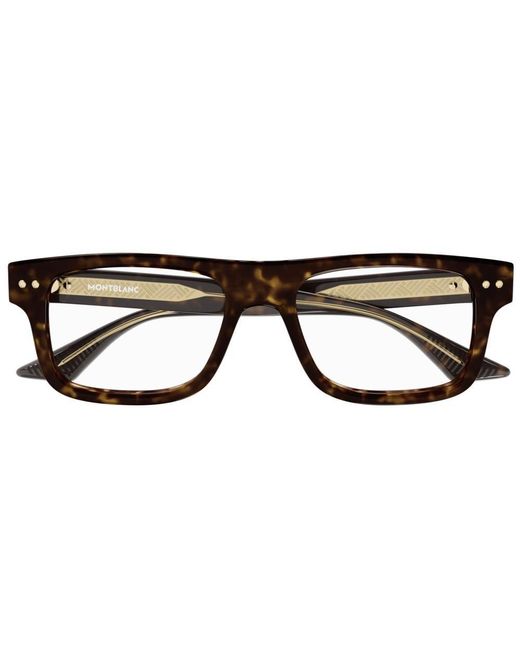 Montblanc Black Rectangle Frame Glasses for men