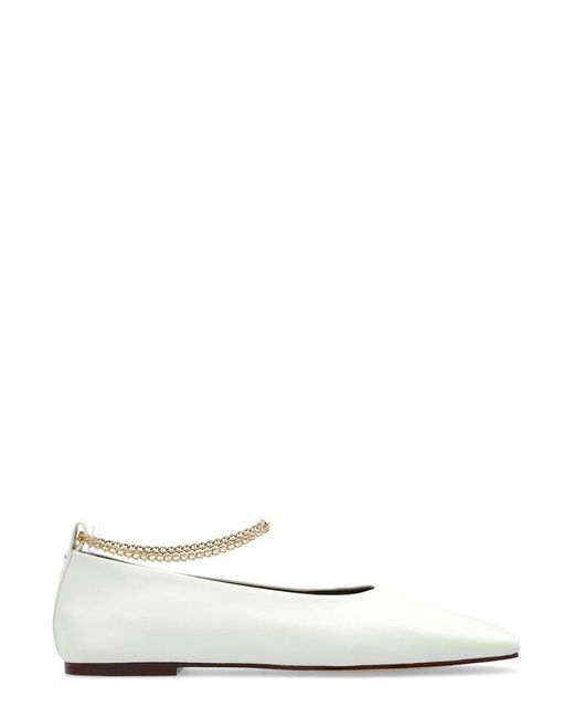 MARIA LUCA White Chain Accent Ballet Flats