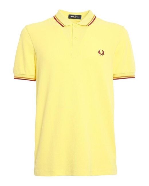 Fred Perry Yellow Twin Tipped Short-sleeved Polo Shirt for men