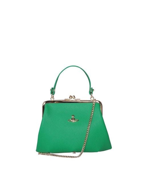 Vivienne Westwood Green Orb Plaque Chain-linked Tote Bag