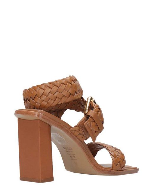 SCHUTZ SHOES Brown Braided Block Heeled Sandals