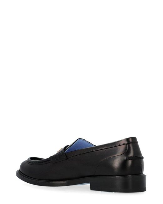 Versace Black Round-Toe Slip-On Loafers for men