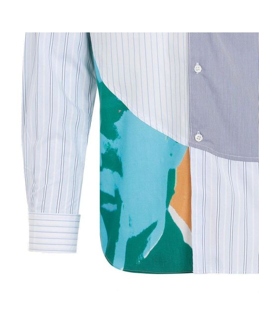Comme des Garçons Blue Panelled Long-sleeved Shirt for men