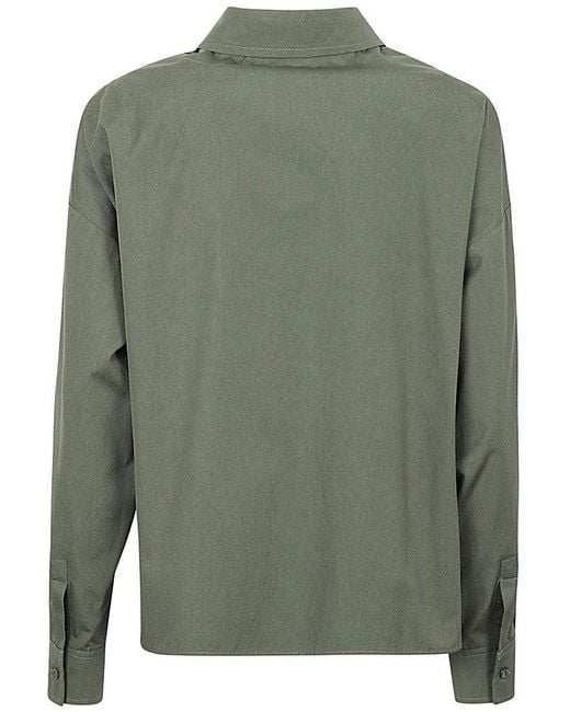 Weekend by Maxmara Green Straight Fit Long-sleeved Poplin Shirt
